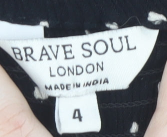 Brave Soul Women's Black Polka Dot Short Dress