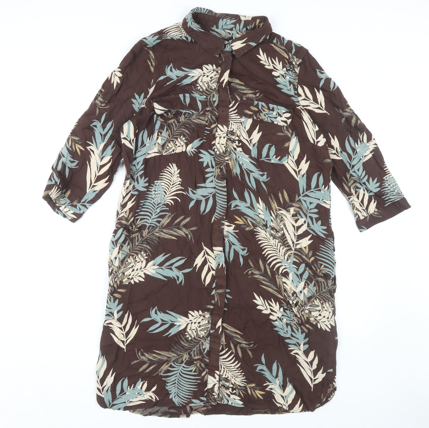 Next Women’s Brown Floral Shirt Dress Size 14