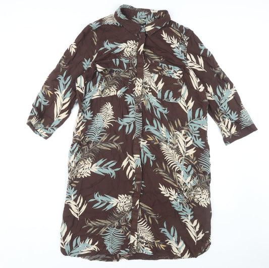 Next Women’s Brown Floral Shirt Dress Size 14