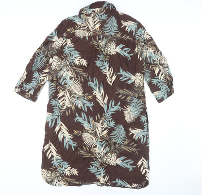Next Women’s Brown Floral Shirt Dress Size 14