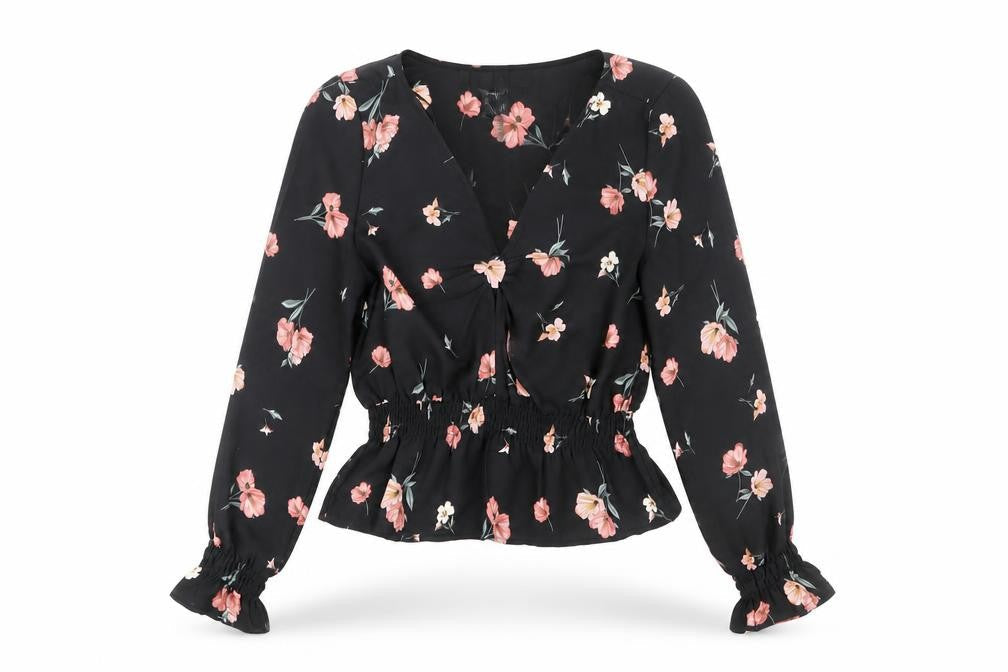 Womens UK Size 8 H&M Black Wrap Blouse