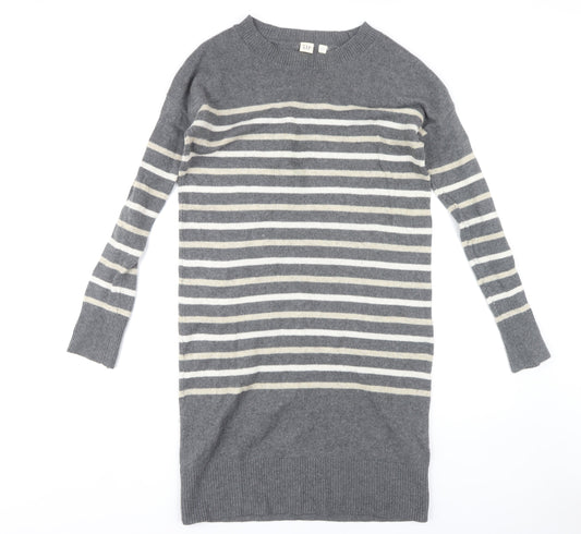 GAP Women's Grey Striped Jumper Dress, Size S, Classic Style