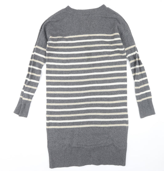 GAP Women's Grey Striped Jumper Dress, Size S, Classic Style