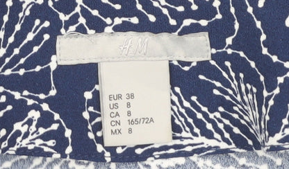 H&M Women's Blue Floral Jumpsuit, Size 10, Short Sleeve