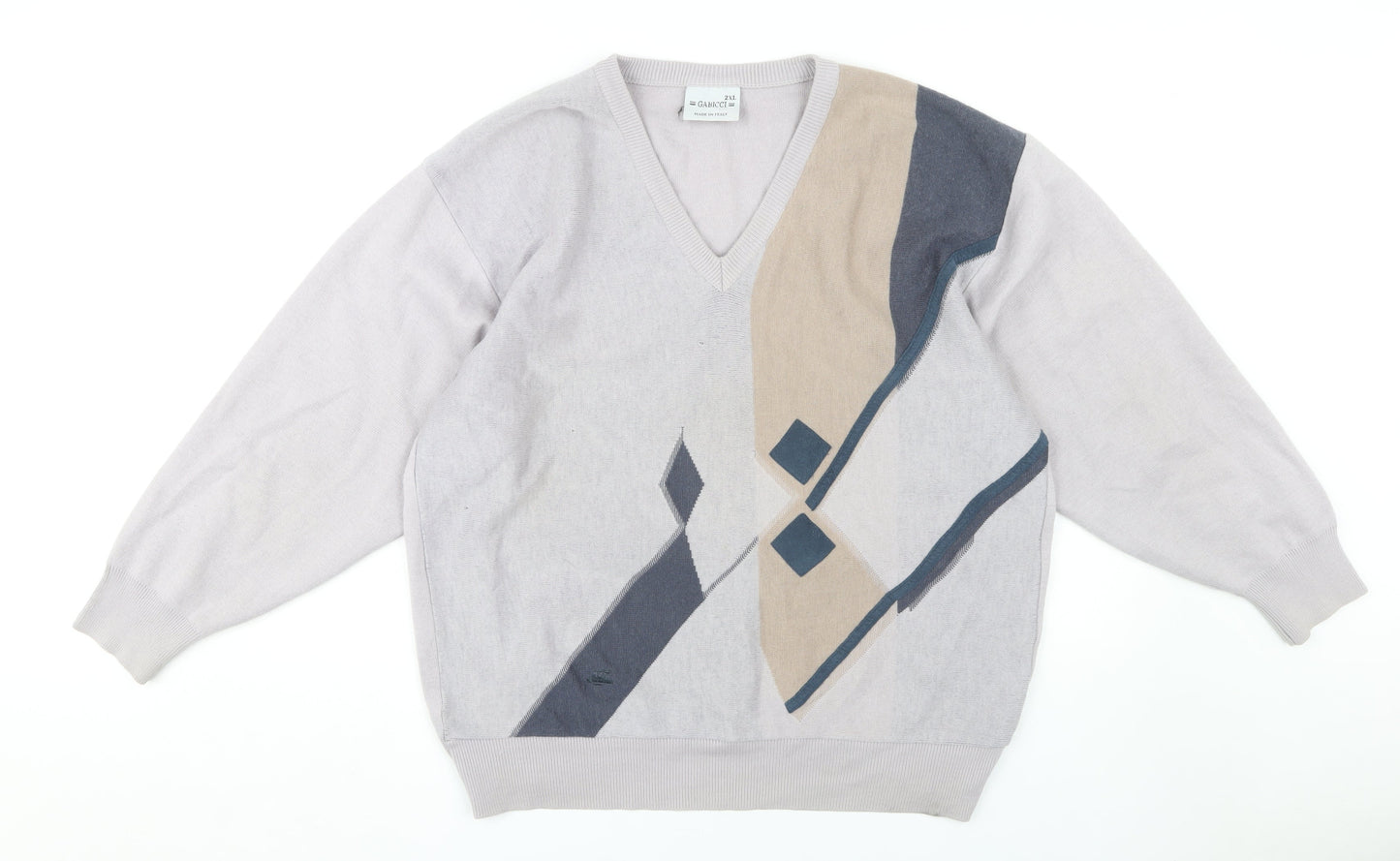 Gabicci Men's Grey 2XL V-Neck Pullover Jumper