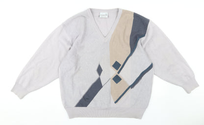 Gabicci Men's Grey 2XL V-Neck Pullover Jumper