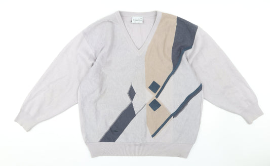 Gabicci Men's Grey 2XL V-Neck Pullover Jumper