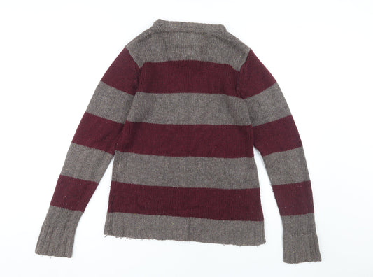 Brave Soul Men's Multicoloured Striped Pullover Jumper L