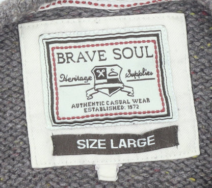 Brave Soul Men's Multicoloured Striped Pullover Jumper L