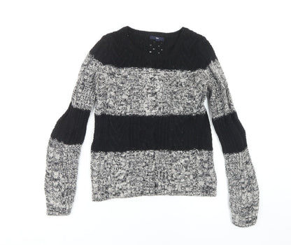 Gap Women's Black Striped Pullover Jumper - S, Cable-Knit
