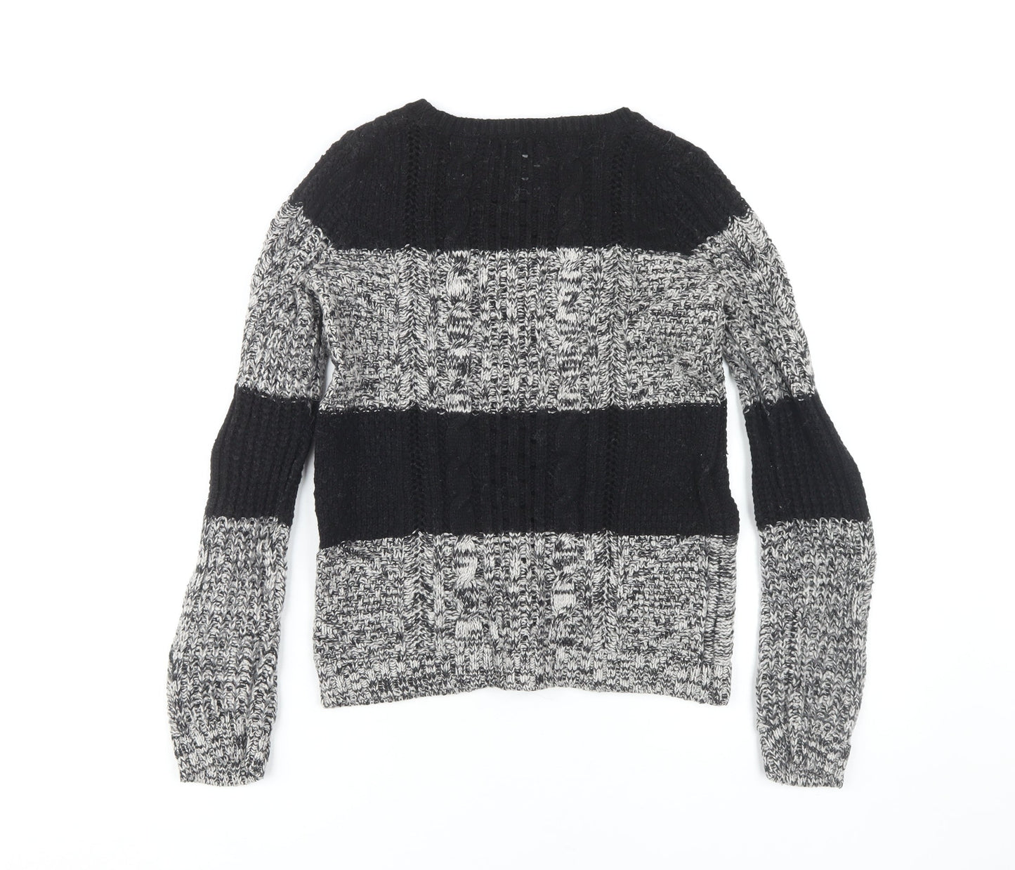 Gap Women's Black Striped Pullover Jumper - S, Cable-Knit