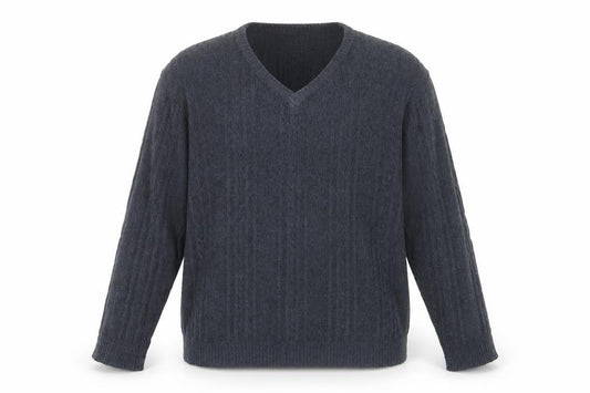 Savatinni Men’s Grey Cable-Knit Pullover Jumper L