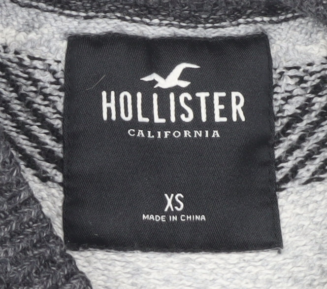 Hollister Men's Grey XS Pullover Jumper, Geometric Pattern