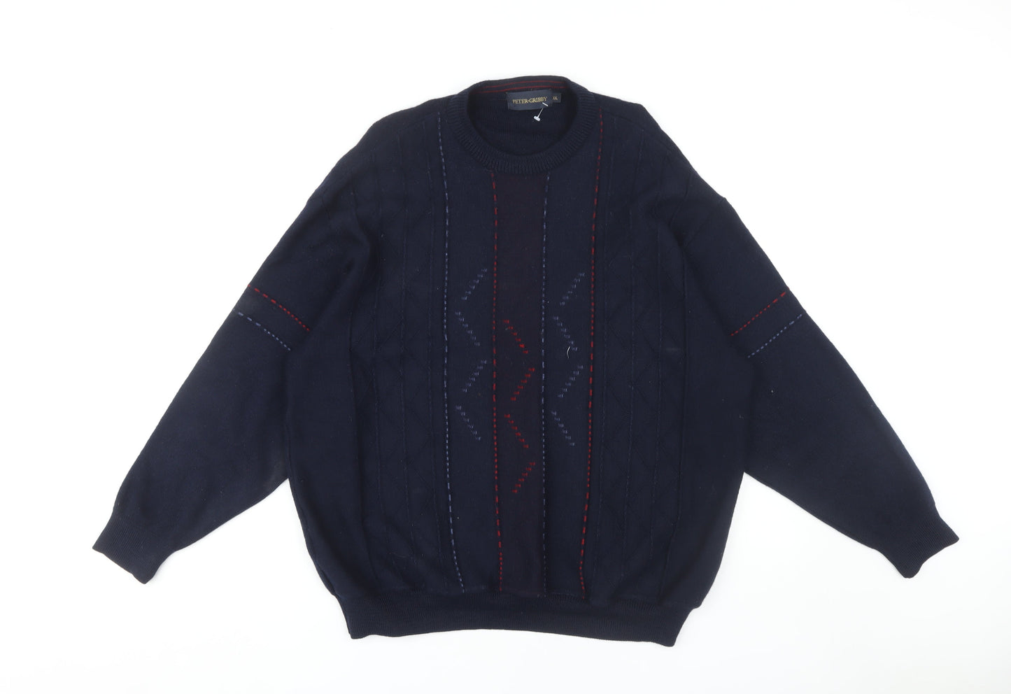 Peter Gribby Men's Blue 2XL Cable-Knit Sweater