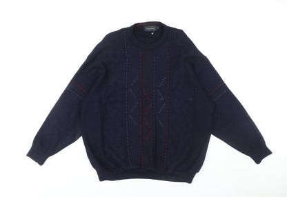 Peter Gribby Men's Blue 2XL Cable-Knit Sweater