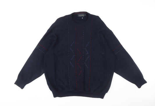 Peter Gribby Men's Blue 2XL Cable-Knit Sweater