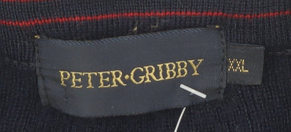 Peter Gribby Men's Blue 2XL Cable-Knit Sweater
