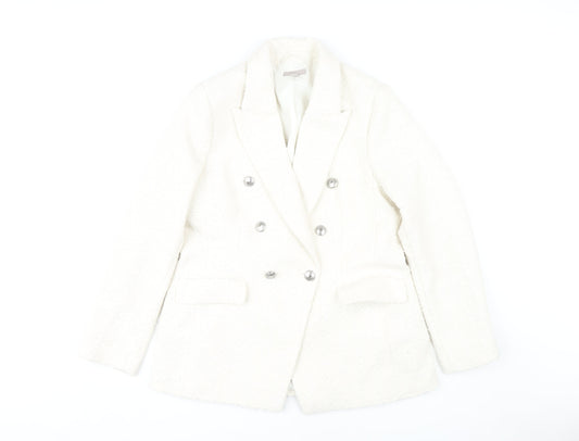 H&M Women's White Military Blazer, Sz M