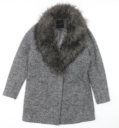 Womens UK Size 10 New Look Grey Overcoat