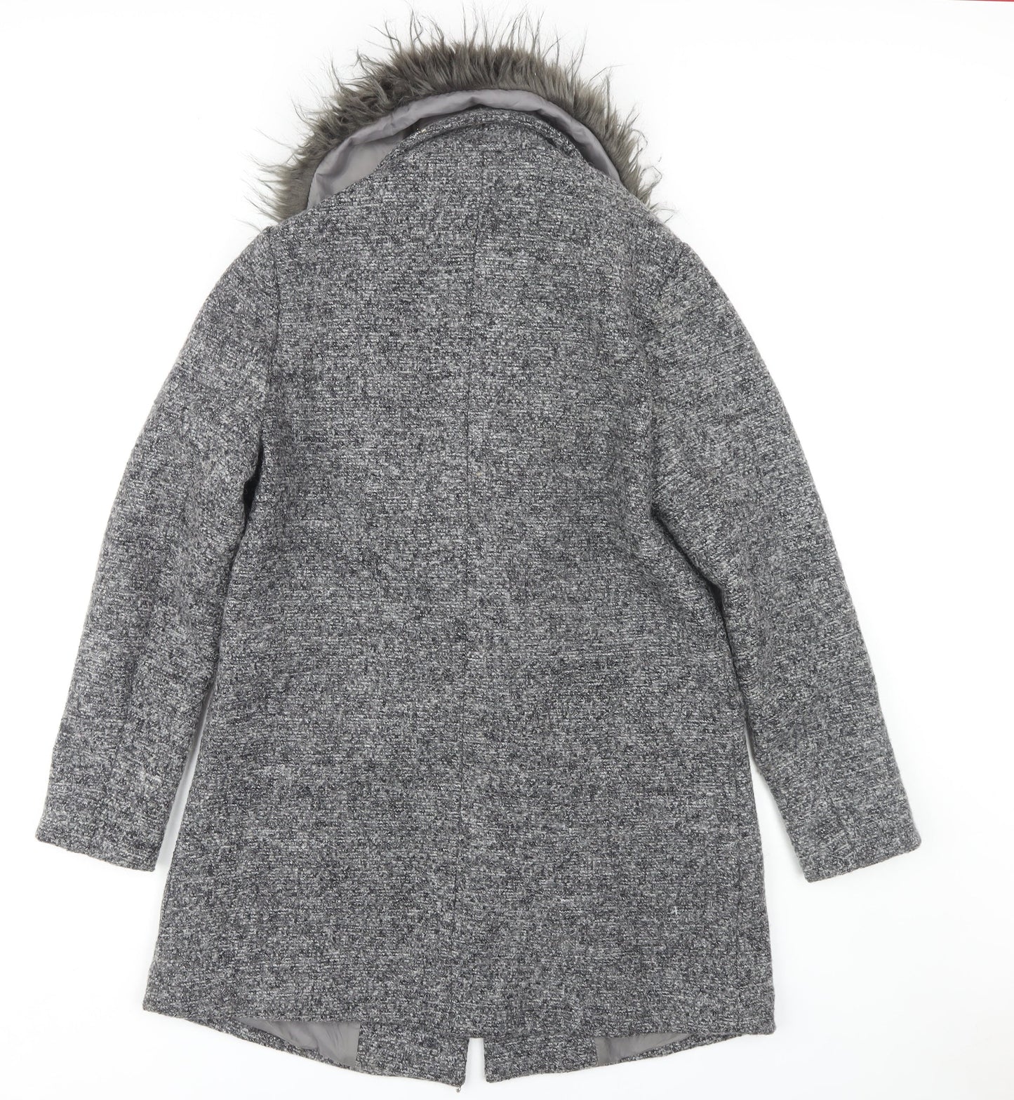 Womens UK Size 10 New Look Grey Overcoat