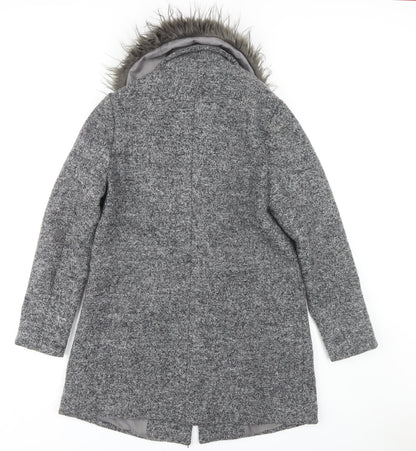 Womens UK Size 10 New Look Grey Overcoat