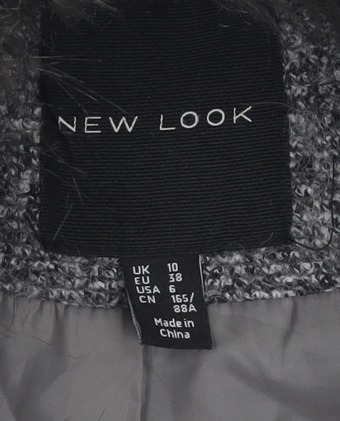 Womens UK Size 10 New Look Grey Overcoat