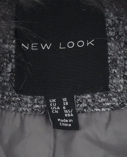 Womens UK Size 10 New Look Grey Overcoat
