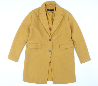 Pull&Bear Women's Yellow Button Coat, Size 26
