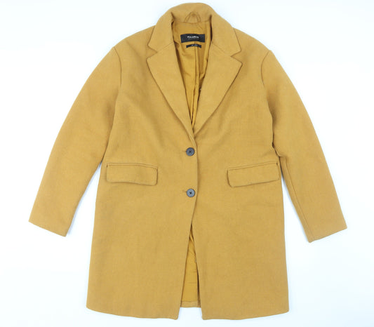 Pull&Bear Women's Yellow Button Coat, Size 26