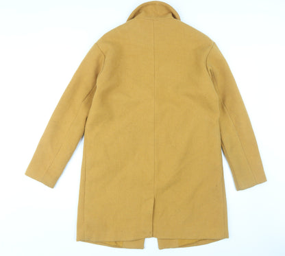 Pull&Bear Women's Yellow Button Coat, Size 26