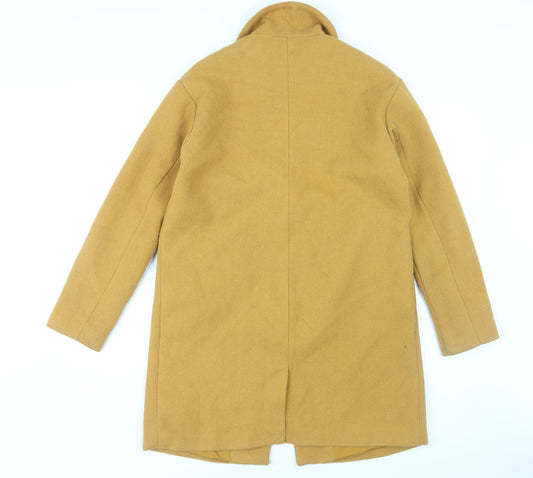 Pull&Bear Women's Yellow Button Coat, Size 26