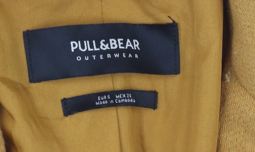 Pull&Bear Women's Yellow Button Coat, Size 26