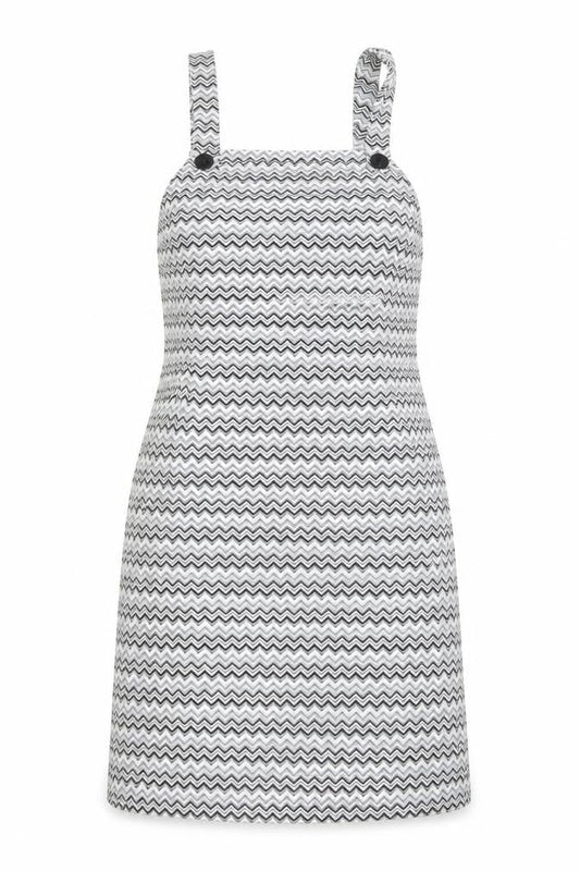 Front view of Red Herring Women's Chevron Pinafore Dress, size 14