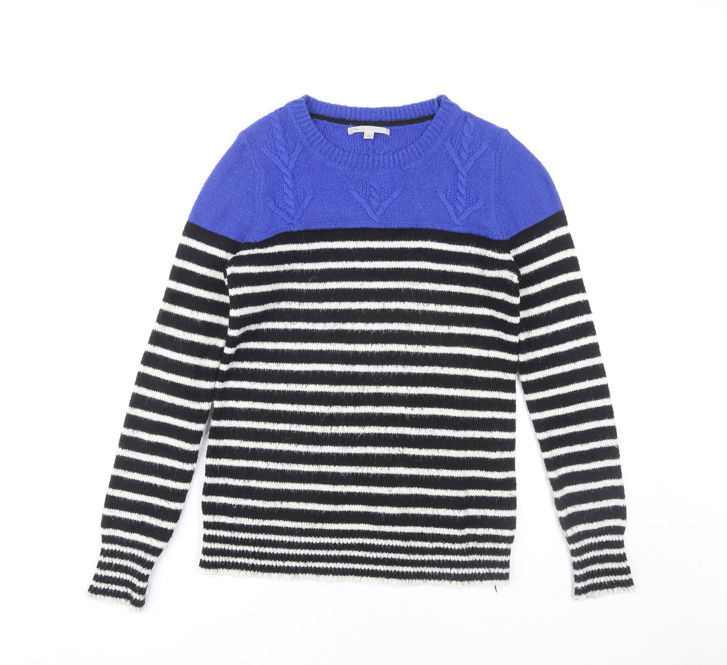Gap Women's Black Blue Striped Pullover Jumper, Size S