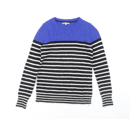 Gap Women's Black Blue Striped Pullover Jumper, Size S
