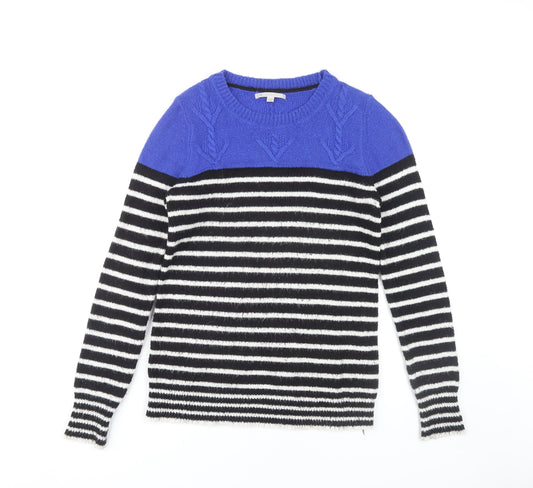 Gap Women's Black Blue Striped Pullover Jumper, Size S