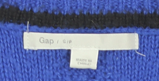 Gap Women's Black Blue Striped Pullover Jumper, Size S