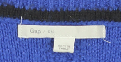 Gap Women's Black Blue Striped Pullover Jumper, Size S