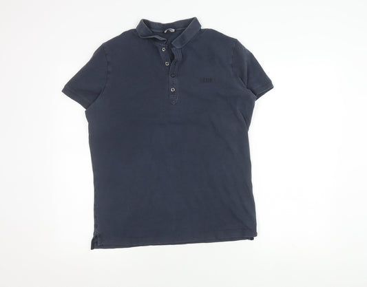 Diesel Men's Blue Polo Shirt L, Short Sleeve, Cotton, Casual