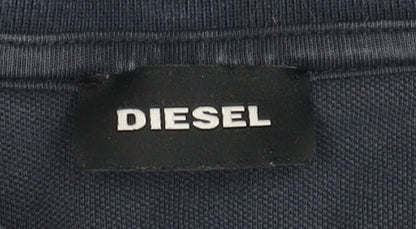 Diesel Men's Blue Polo Shirt L, Short Sleeve, Cotton, Casual