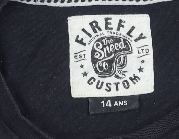 Firefly Black Boys T-Shirt 14 Years Graphic Motorcycle Design