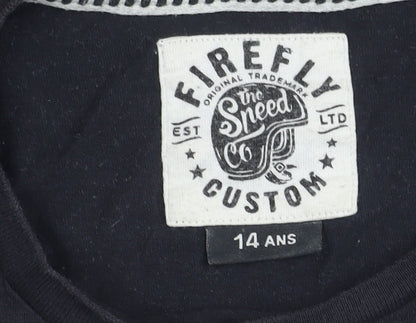 Firefly Black Boys T-Shirt 14 Years Graphic Motorcycle Design