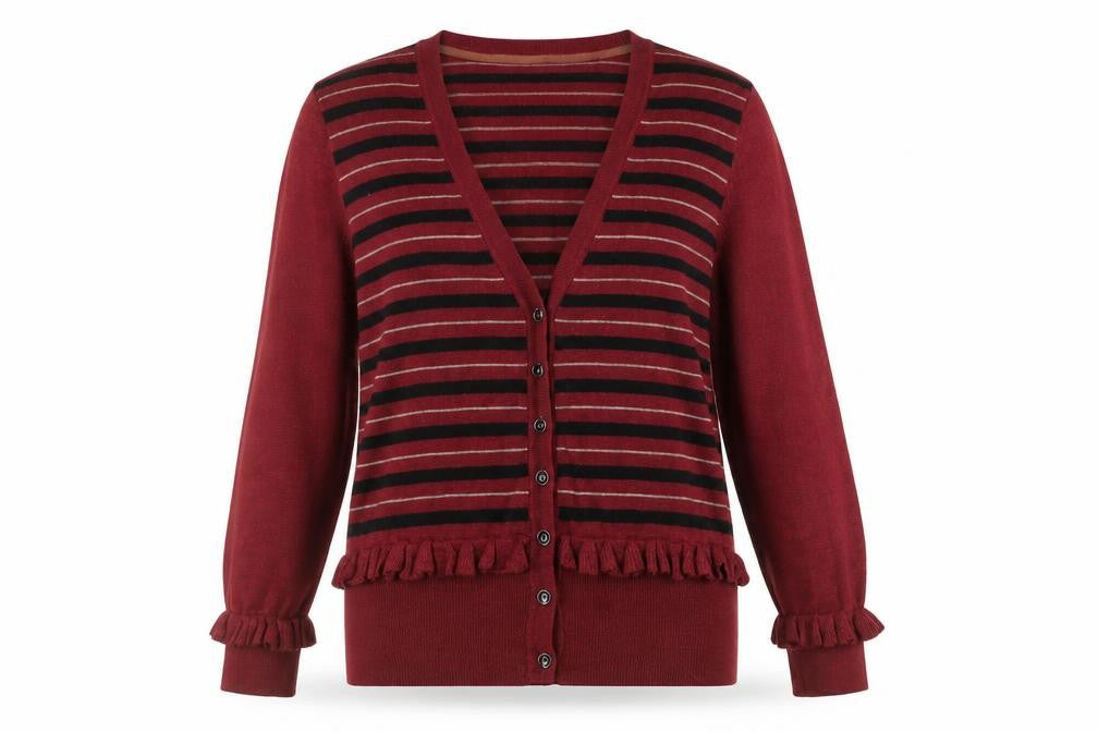 Womens UK Size 12 Betty Jackson Black Red Cardigan Jumper
