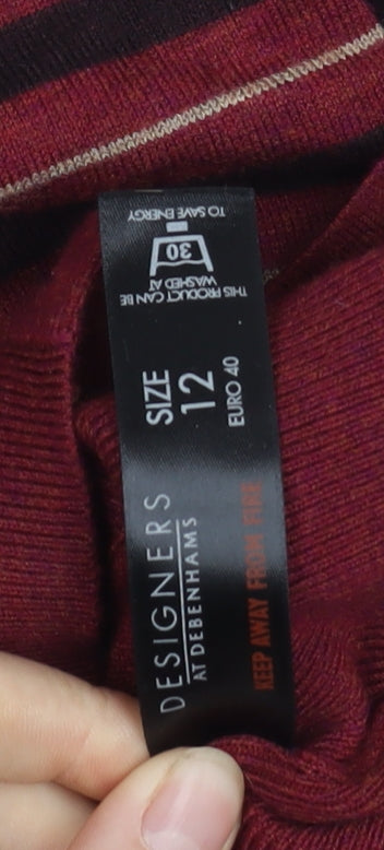 Betty Jackson Black Women's Red V-Neck Cardigan Size 12