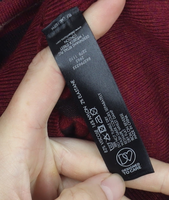 Betty Jackson Black Women's Red V-Neck Cardigan Size 12