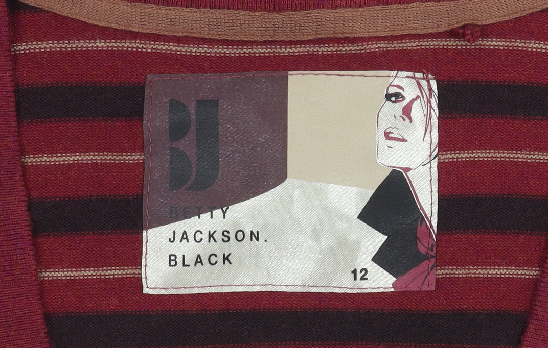 Betty Jackson Black Women's Red V-Neck Cardigan Size 12