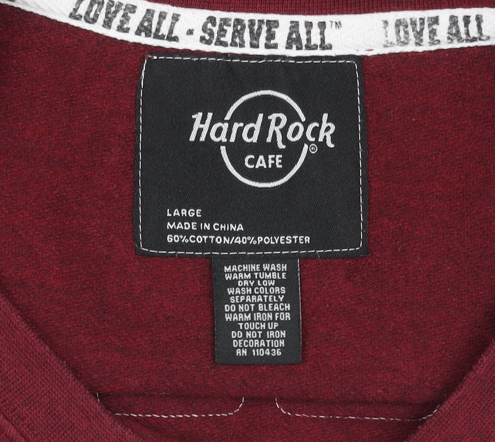 Unisex Adults UK Size L Hard Rock Cafe Red Pullover Sweatshirt