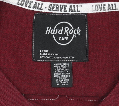 Unisex Adults UK Size L Hard Rock Cafe Red Pullover Sweatshirt