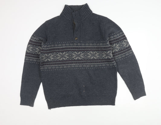 Boston Crew Men's Blue Fair Isle Pullover L