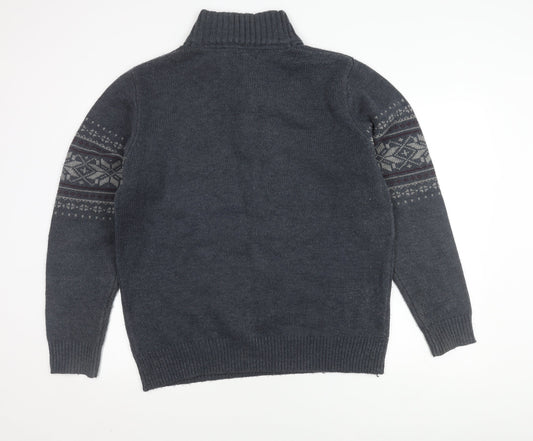 Boston Crew Men's Blue Fair Isle Pullover L